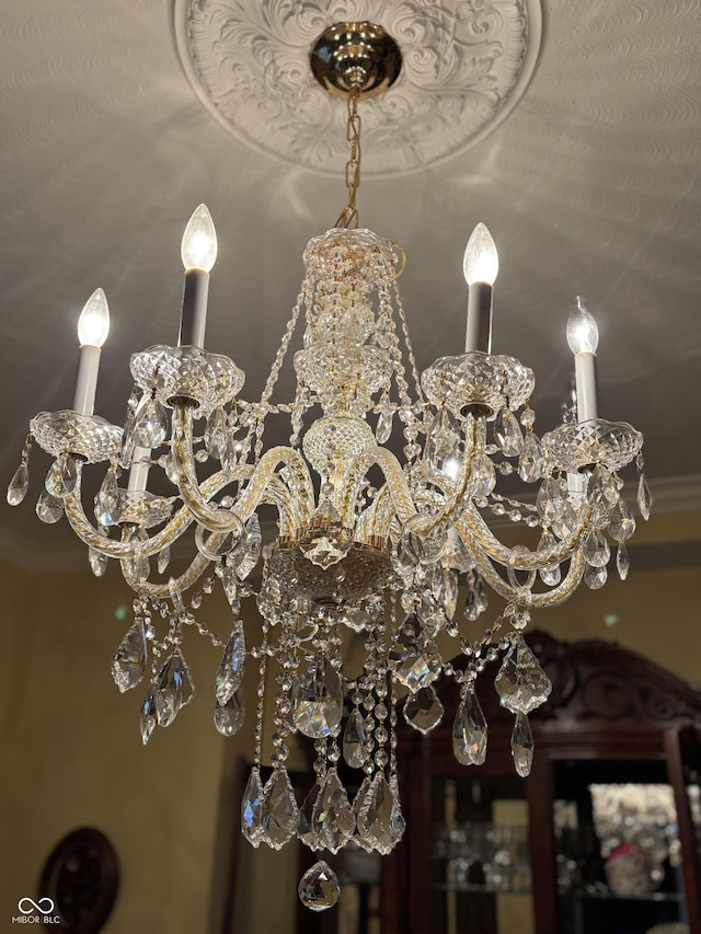 1398 Penny Ln, Greenfield, IN 46140 - detailed view of a chandelier and crown molding