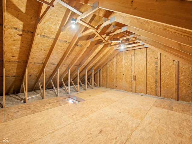 view of unfinished attic