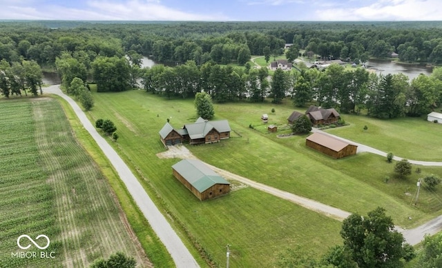 4210 S County Road 400 E, North Vernon, IN 47265 - overview of rural landscape with a heavily wooded area and a large body of water