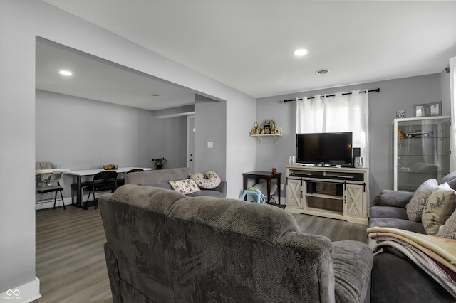 living room with hardwood / wood-style floors