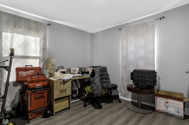 office with hardwood / wood-style floors