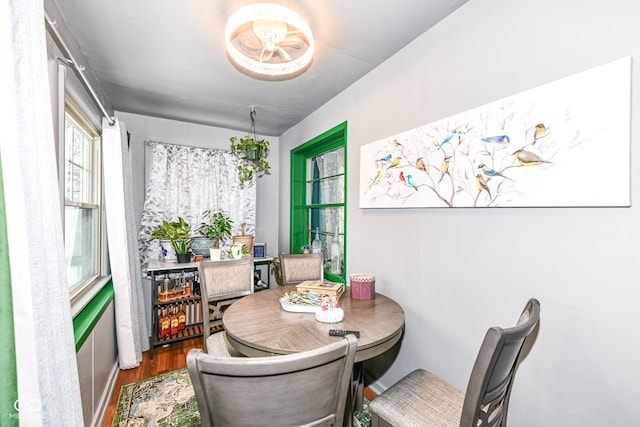 dining room with hardwood / wood-style flooring