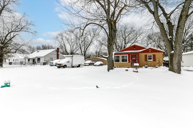 view of yard covered in snow