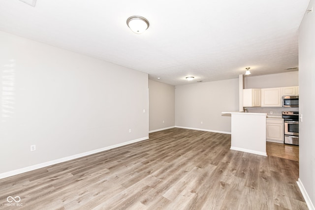 unfurnished living room with light hardwood / wood-style flooring