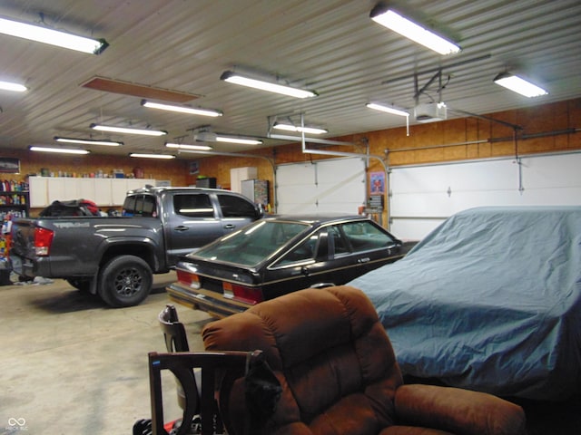 garage with a garage door opener