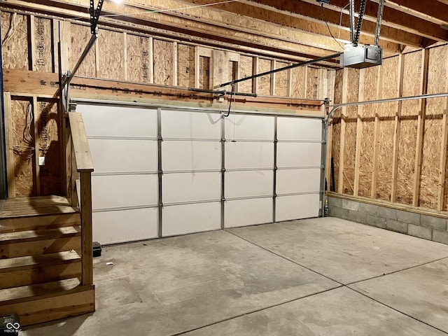 garage with a garage door opener