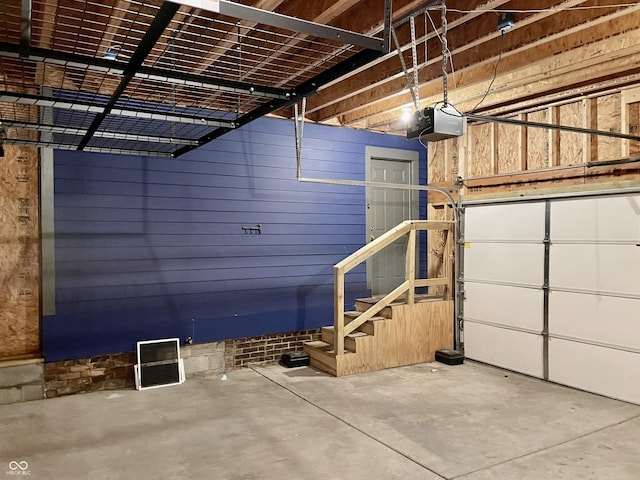 garage with a garage door opener