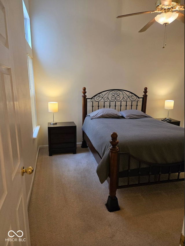 bedroom with carpet and ceiling fan