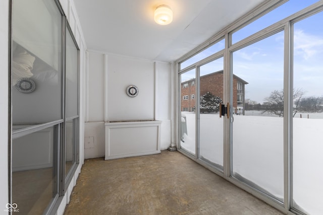 view of unfurnished sunroom