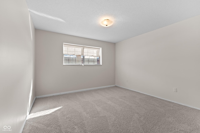 empty room featuring light carpet and a textured ceiling