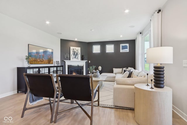 living room with light wood-type flooring