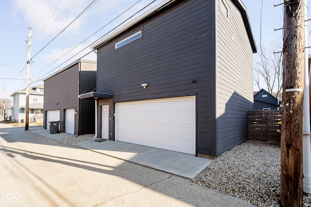 exterior space featuring a garage