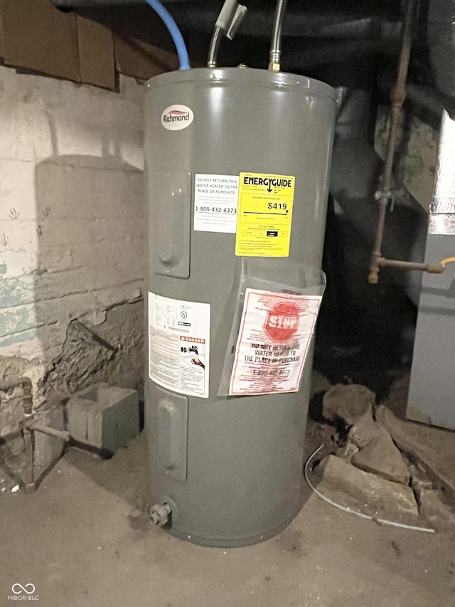 utility room with electric water heater