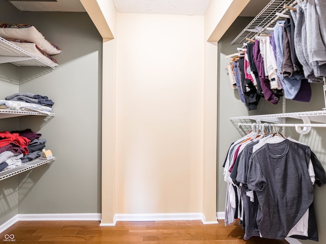 spacious closet with wood finished floors