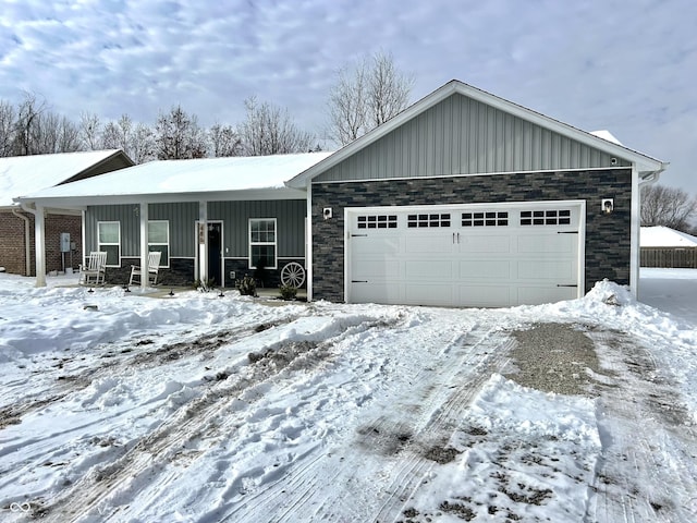 single story home featuring a garage