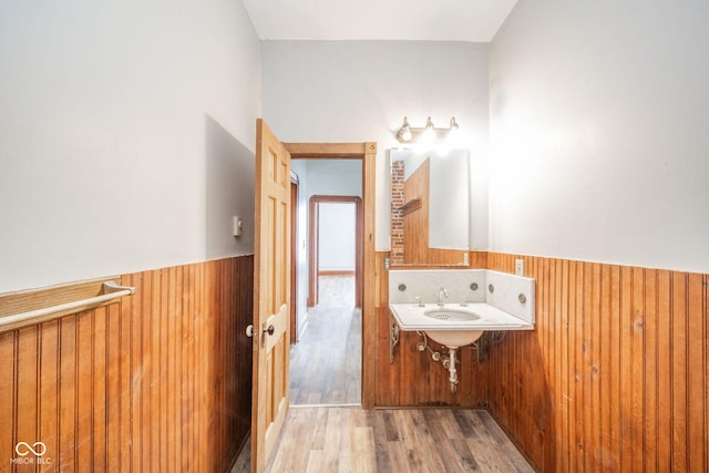 bathroom featuring wood-type flooring