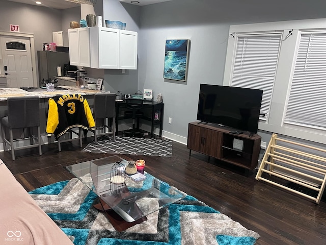 living room featuring dark hardwood / wood-style floors