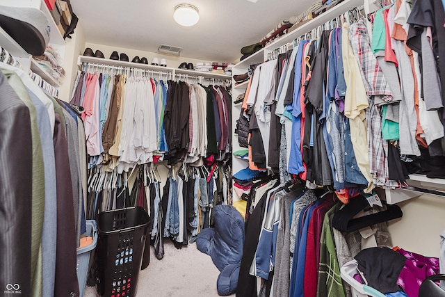 walk in closet featuring carpet floors