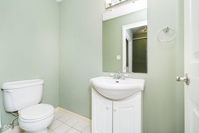 bathroom featuring tile patterned flooring, vanity, and toilet