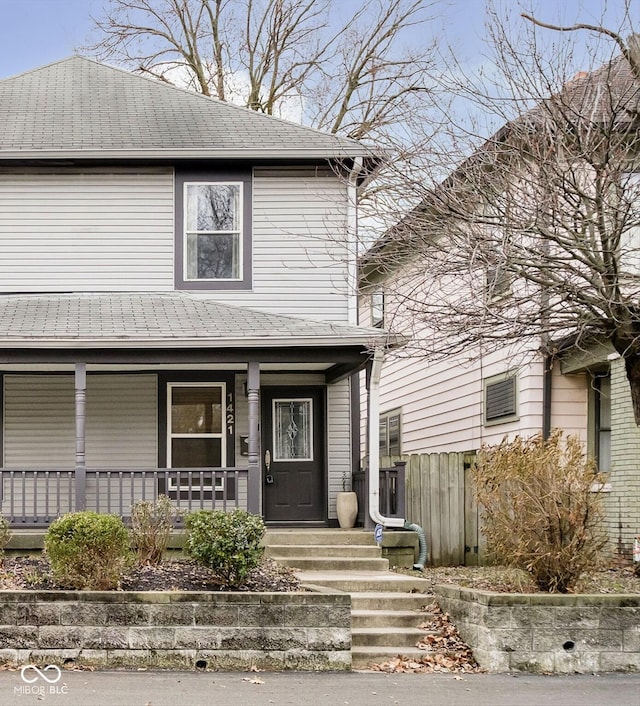 front facade with a porch