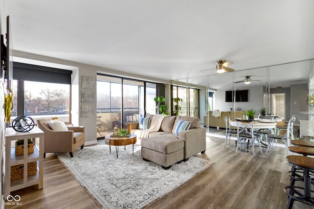 living room featuring hardwood / wood-style flooring and plenty of natural light