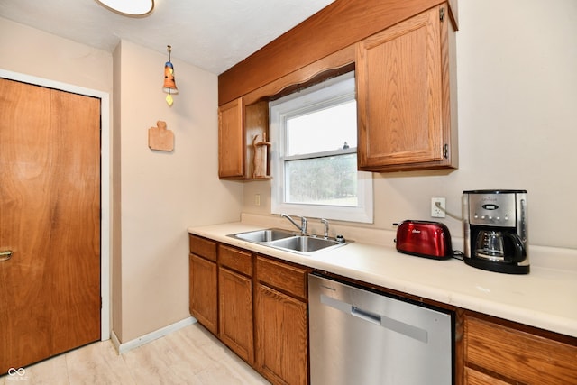 kitchen with stainless steel dishwasher and sink