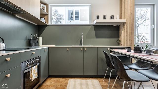 kitchen featuring oven, black electric cooktop, and sink