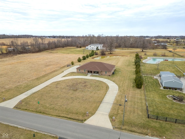 aerial view featuring a rural view