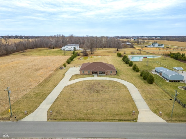 bird's eye view with a rural view