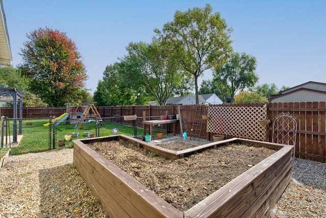 view of yard featuring a playground