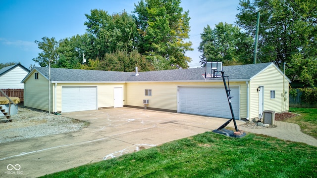 garage with a yard