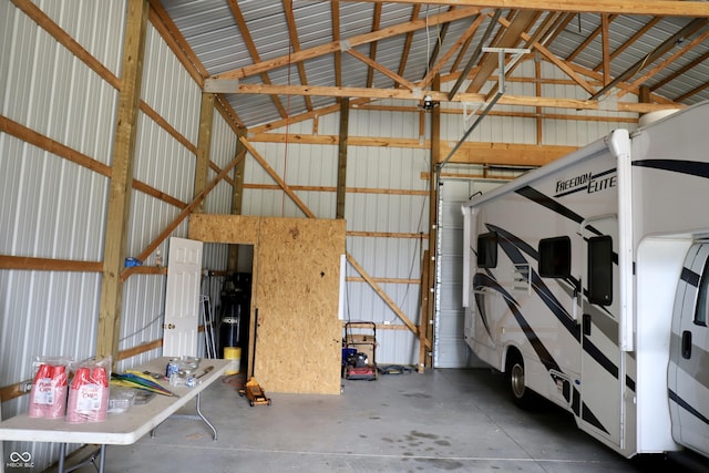 garage featuring metal wall