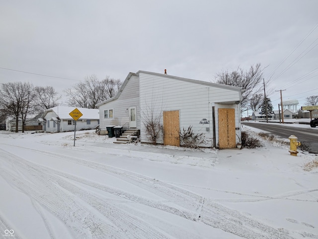 view of snow covered exterior