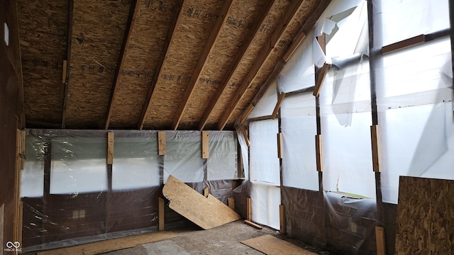 view of unfinished attic