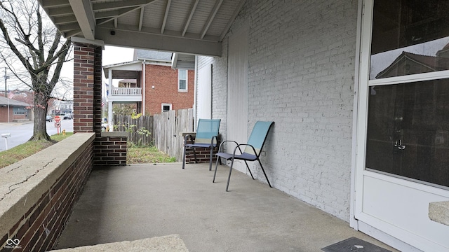 view of patio featuring a porch