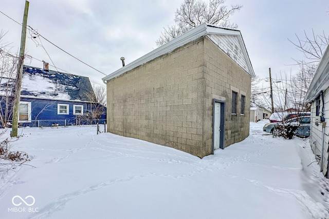 view of snow covered exterior