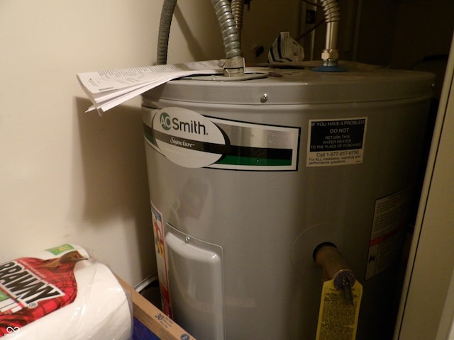 utility room featuring water heater