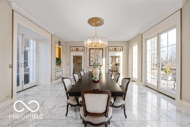 dining area featuring french doors