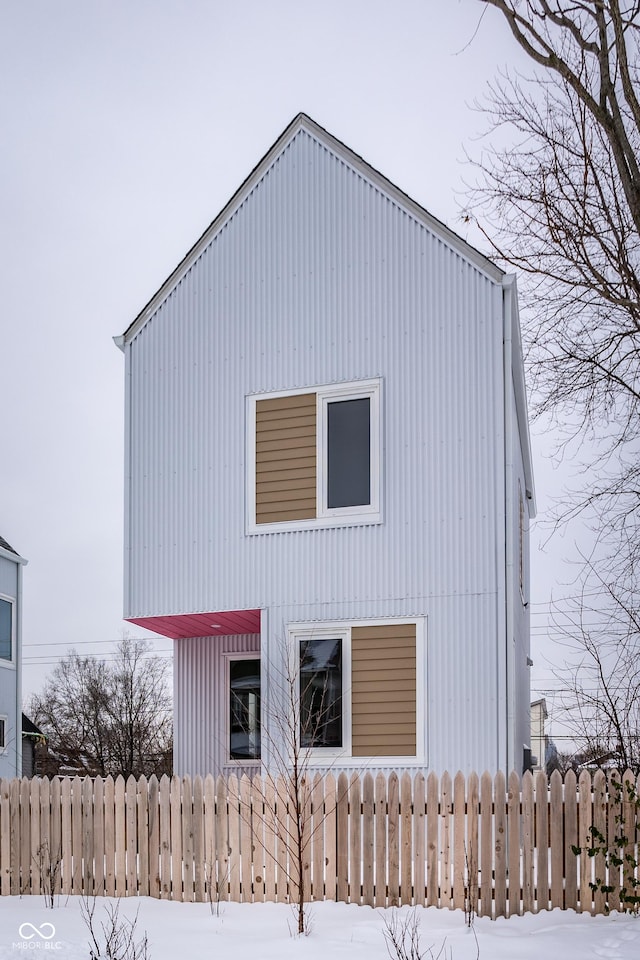 view of snow covered exterior