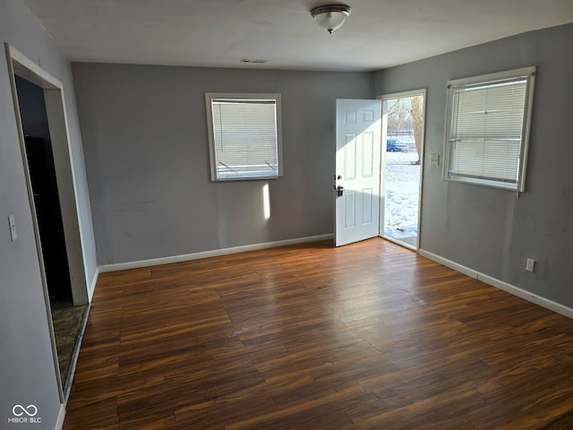 foyer entrance with dark hardwood / wood-style floors