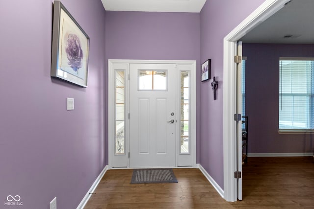 entrance foyer featuring hardwood / wood-style floors and plenty of natural light