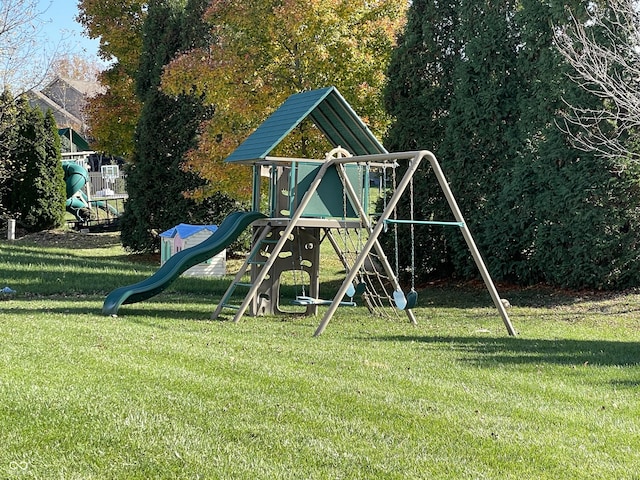 view of playground with a yard