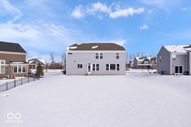 view of snow covered property