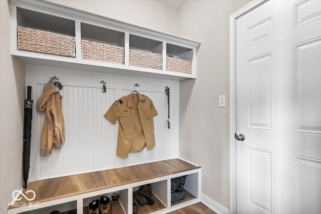 mudroom featuring hardwood / wood-style floors