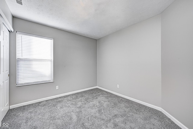 spare room featuring carpet floors, a healthy amount of sunlight, and a textured ceiling