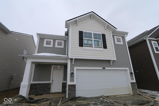 view of front of house with a garage