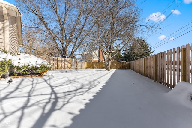 view of yard covered in snow