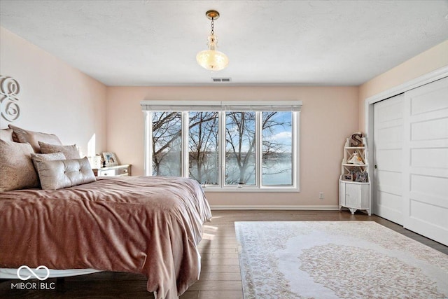 bedroom featuring a closet and hardwood / wood-style flooring