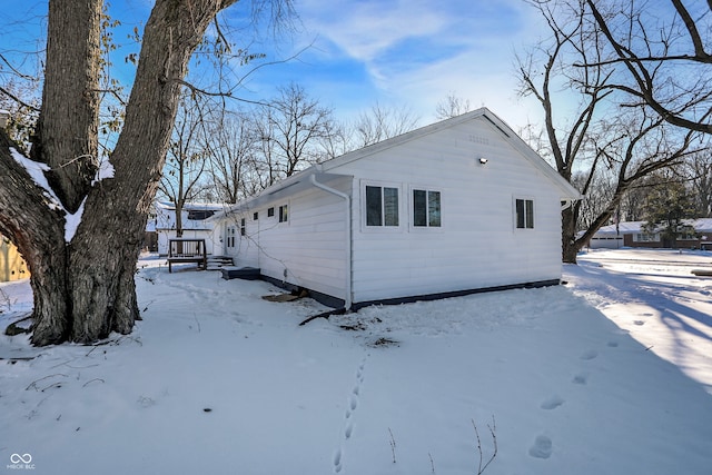 view of snow covered exterior