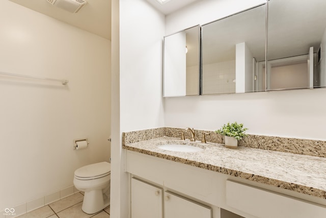 bathroom featuring tile patterned floors, vanity, and toilet